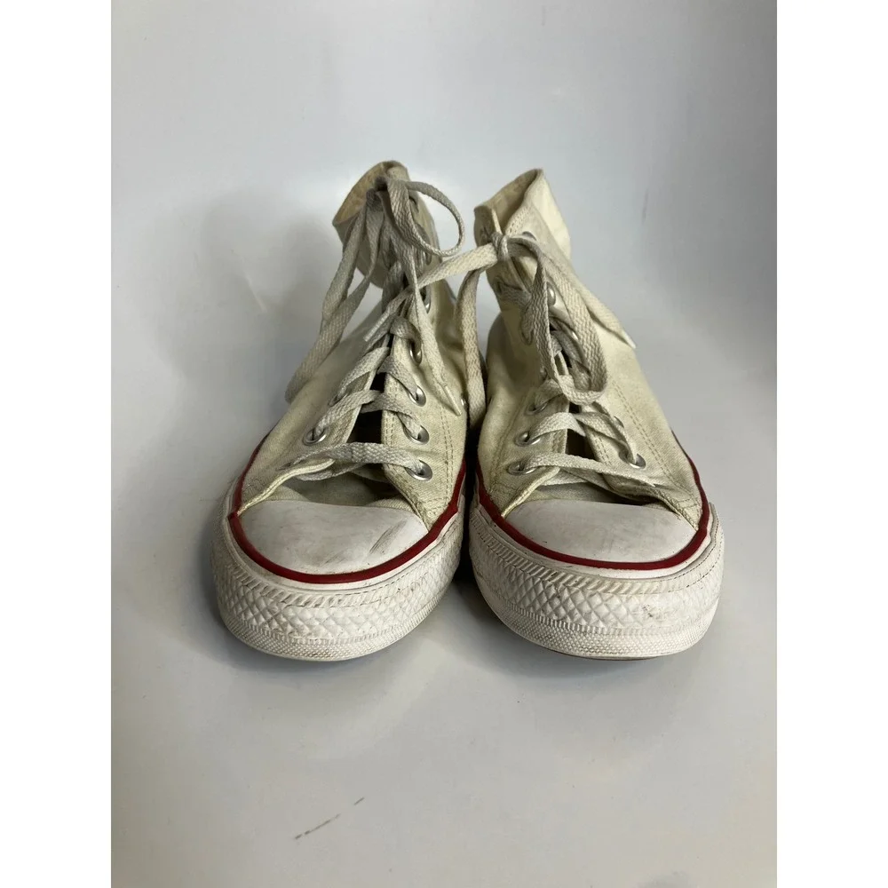 Converse hightop sneakers white lace up unisex sizing women's 8 trendy casual - Picture 2 of 8